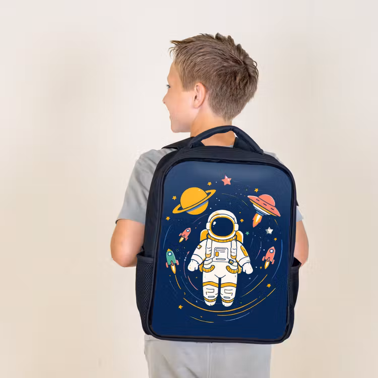 Kids backpack - Black - Astronaut - Planets - Rocket — 2
