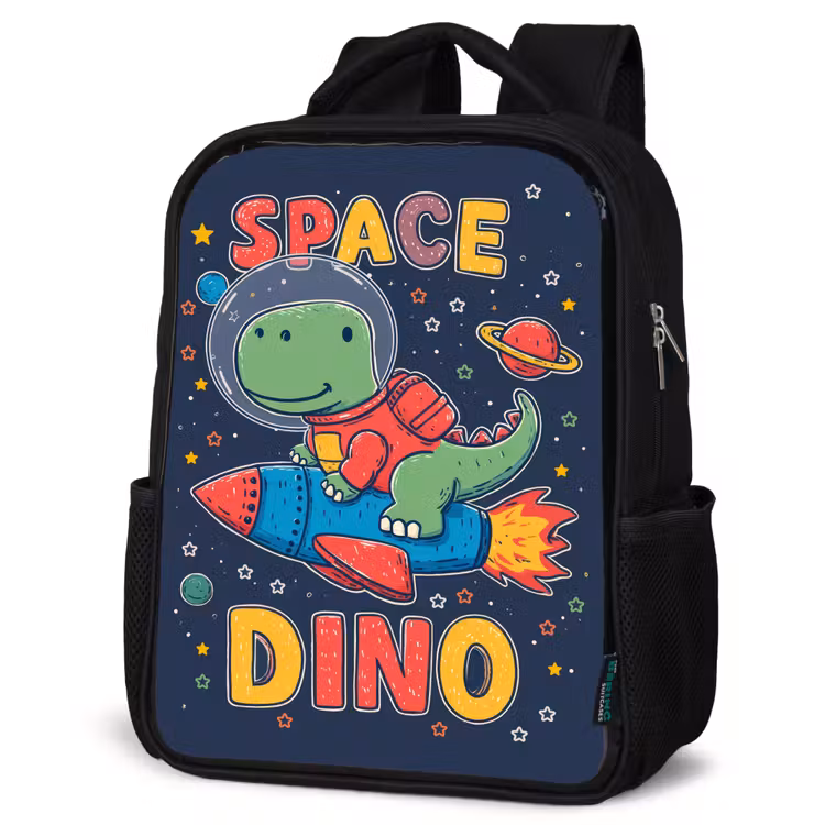 Kids backpack - Black - Dino - Rocket - Colorful — 4