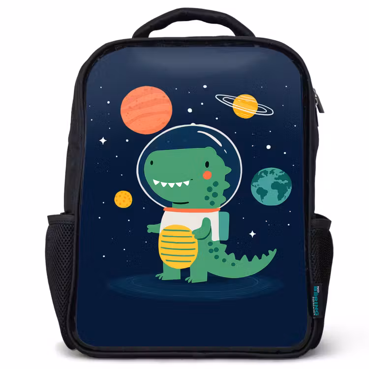 Kids backpack - Black - Dino - spacesuit - Planets — 1