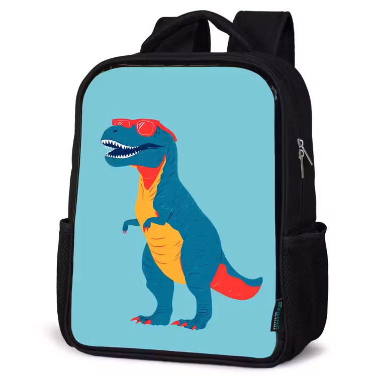 Kids backpack - Black - Dinosaur - Blue - Sunglasses — 4