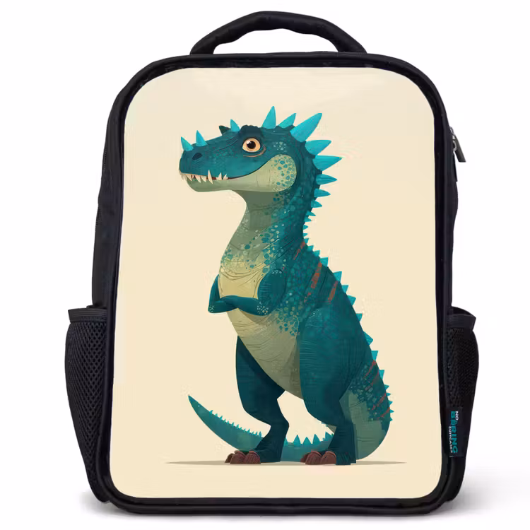 Kids backpack - Black - Dinosaur - Turquoise - Spines — 1
