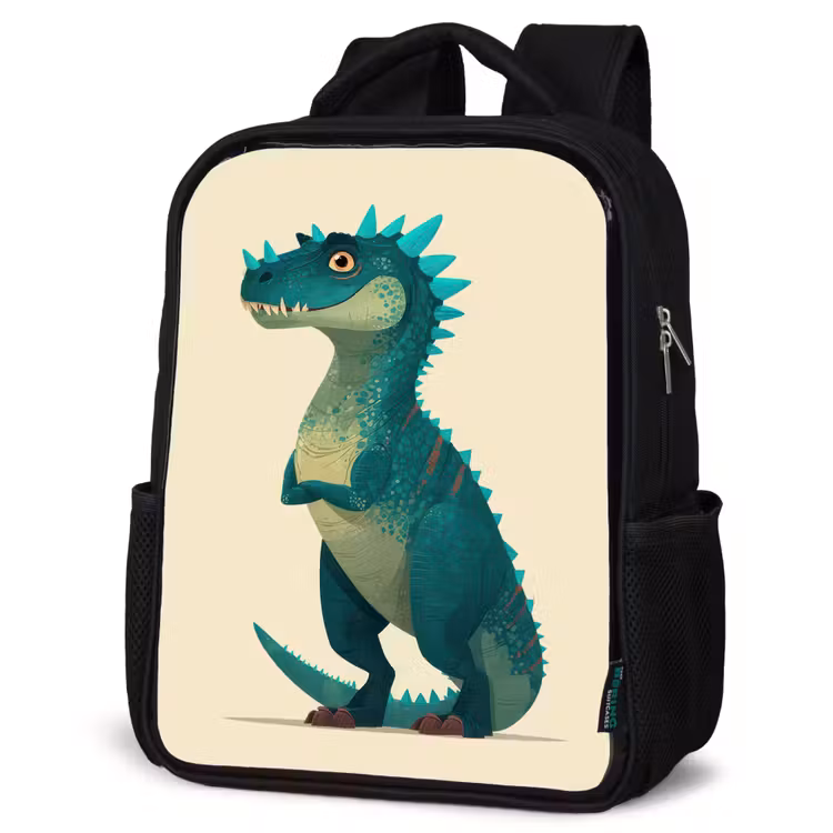 Kids backpack - Black - Dinosaur - Turquoise - Spines — 4
