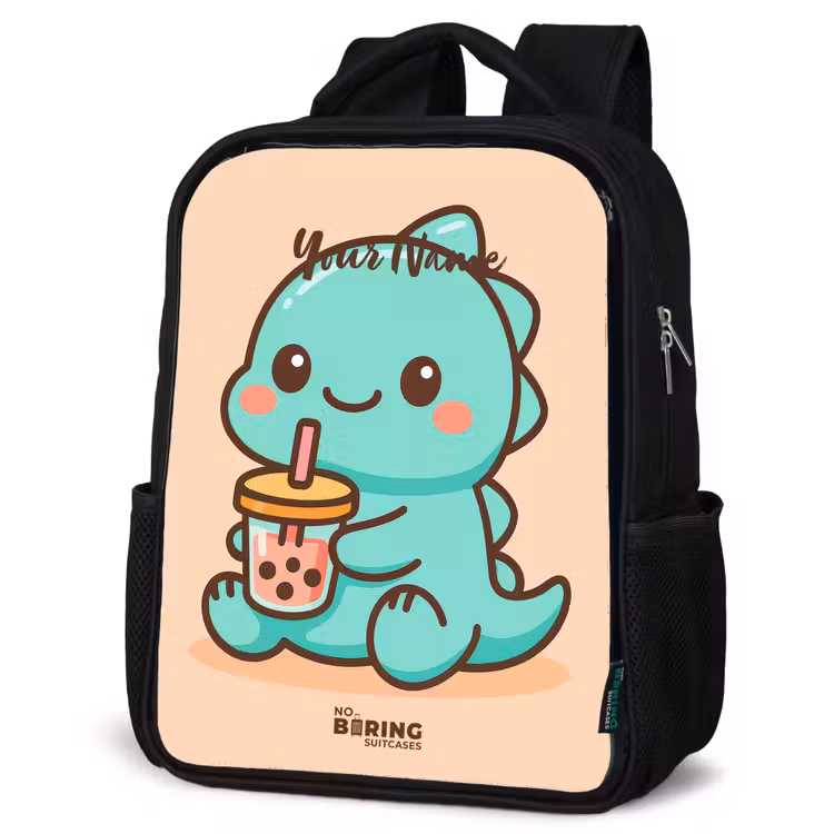 Kids backpack - Black - Kawai - Dino - Bubbletea — 4