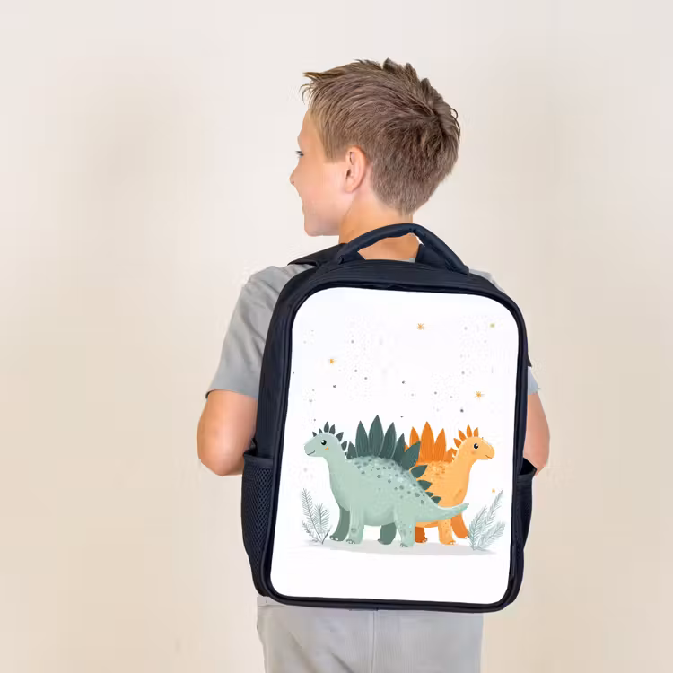 Kids backpack - Black - Plants - Stars - Dinosaurs - Orange — 2