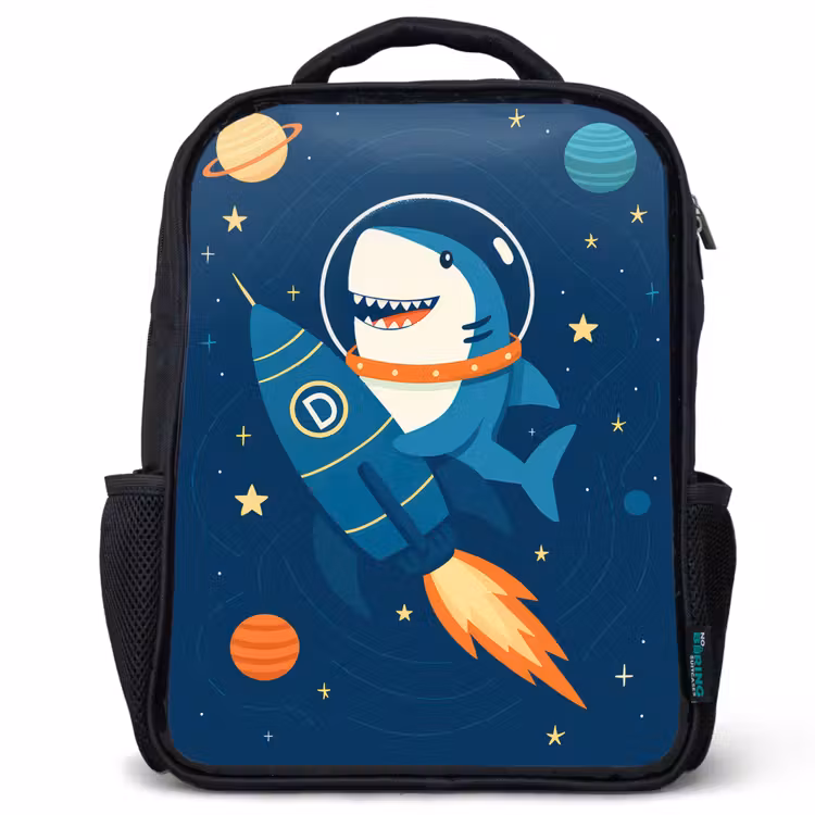 Kids backpack - Black - Rocket - Shark - Space — 1