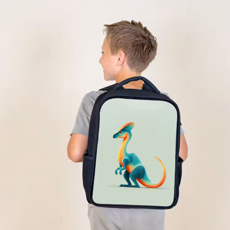 Kids backpack - Black - Tail - Dino - Minimalist - Blue — 2