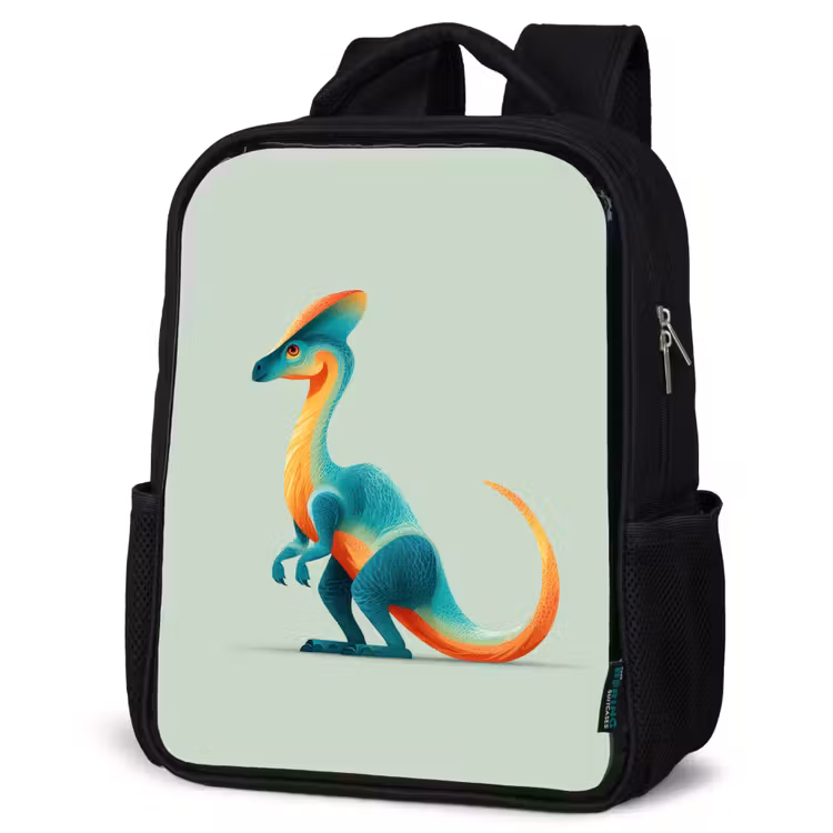 Kids backpack - Black - Tail - Dino - Minimalist - Blue — 4