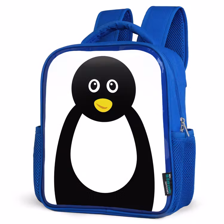 Kids backpack - Blue - Animal portrait - penguin - children — 3