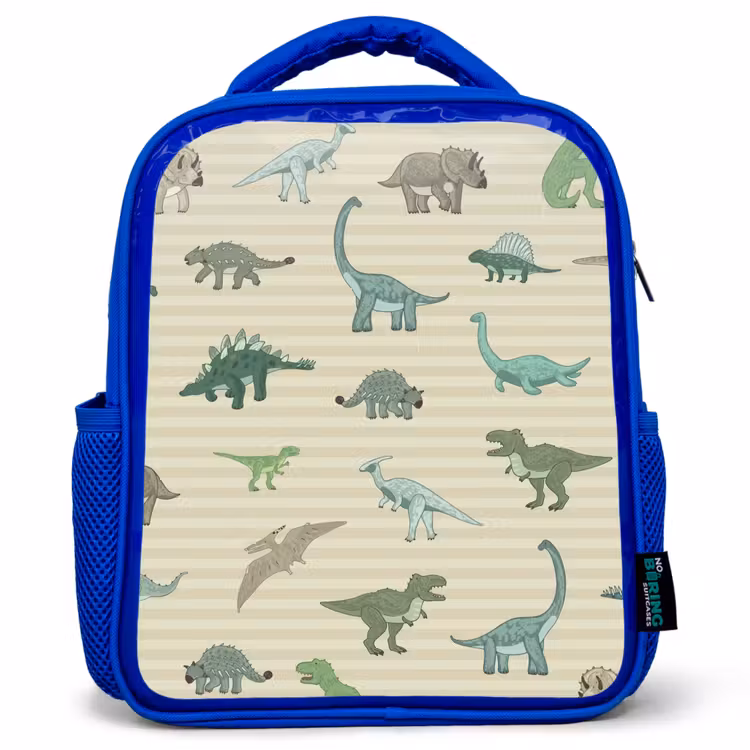 Kids backpack - Blue - Dino - Pattern - Stripes - Green — 1
