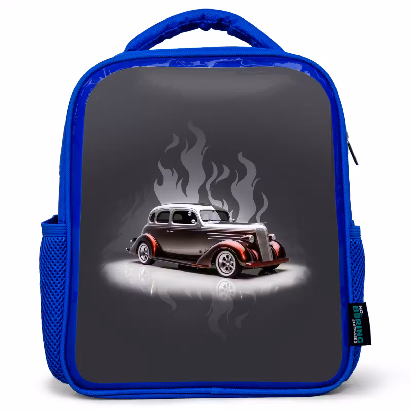 Kids backpack - Blue - Gray car with gray flames — 1