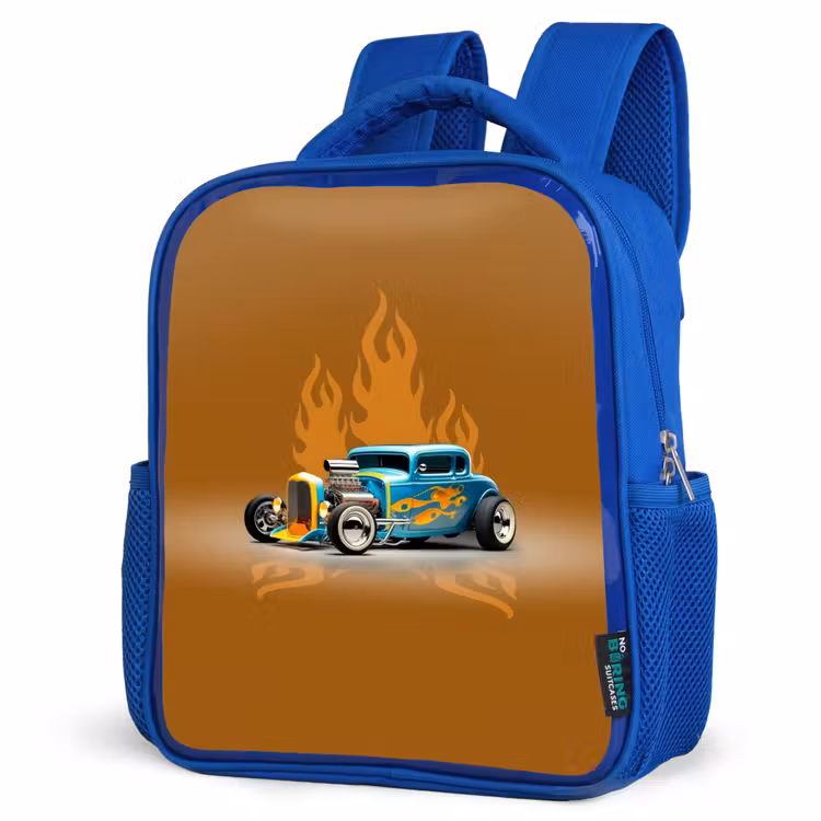 Kids backpack - Blue - Blue car with yellow flames — 3