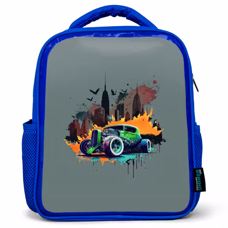 Kids backpack - Blue - Car in ghost town — 1