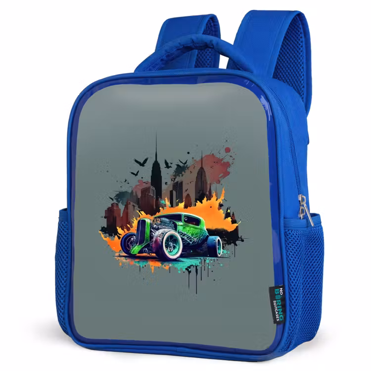 Kids backpack - Blue - Car in ghost town — 3