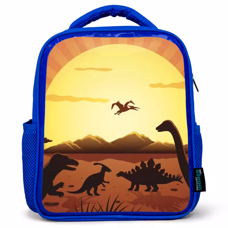 Kids backpack - Blue - Dino - Sun - Nature - Drawing - Kids - Boys — 1