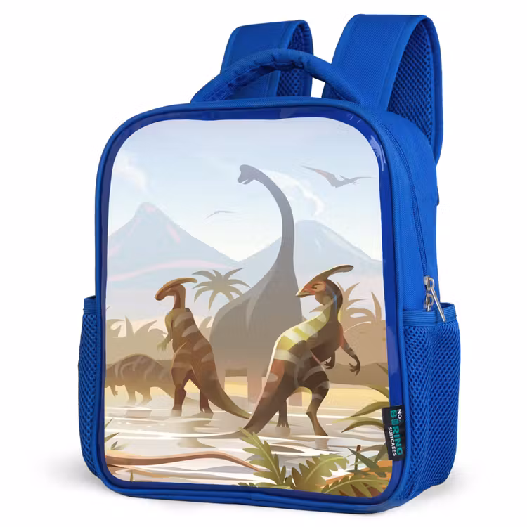 Kids backpack - Blue - Dinosaur - Landscape - Tropical - Kids - Boys — 3
