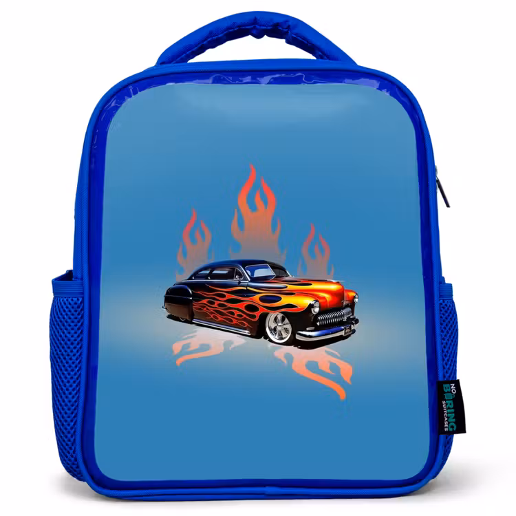 Kids backpack - Blue - Hotrod flames — 1