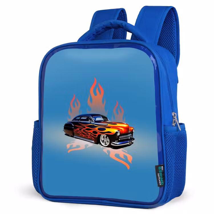 Kids backpack - Blue - Hotrod flames — 3