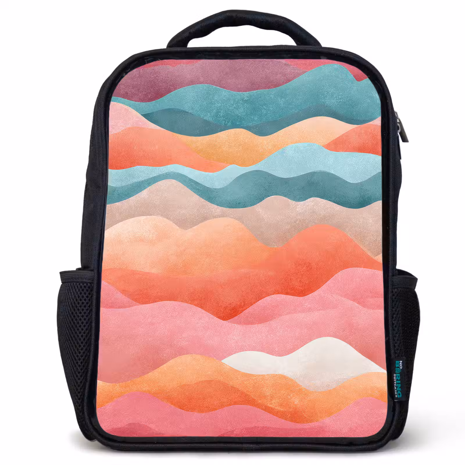 Kids backpack - Black - Waves - Colorful - Abstract — 1