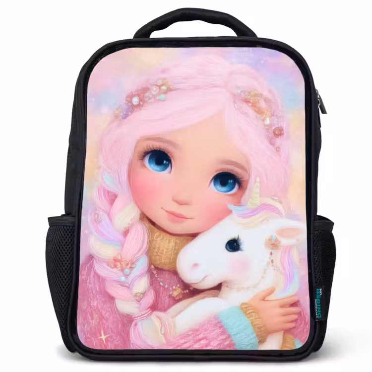 Kids backpack - Black - Girl - Unicorn - Pink — 1
