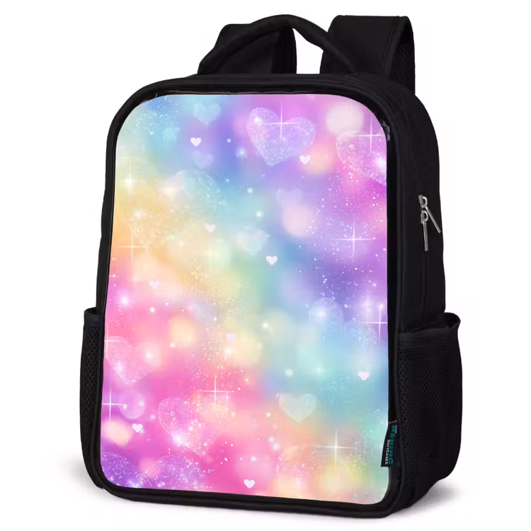 Kids backpack - Black - Light - Rainbow - Hearts — 4
