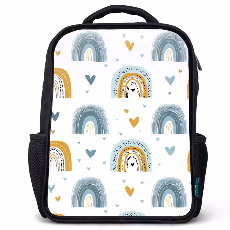 Kids backpack - Black - Pattern - Rainbow - Hearts — 1