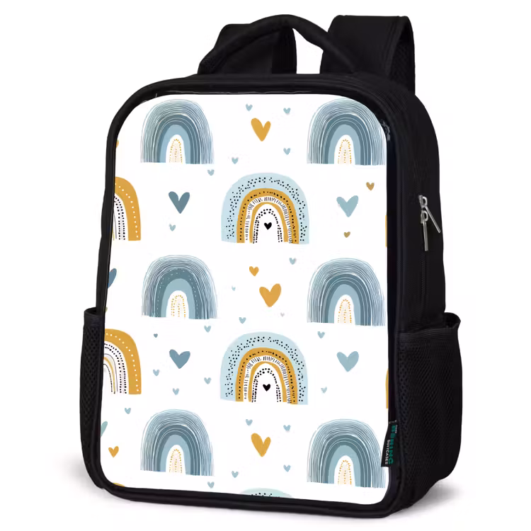 Kids backpack - Black - Pattern - Rainbow - Hearts — 4