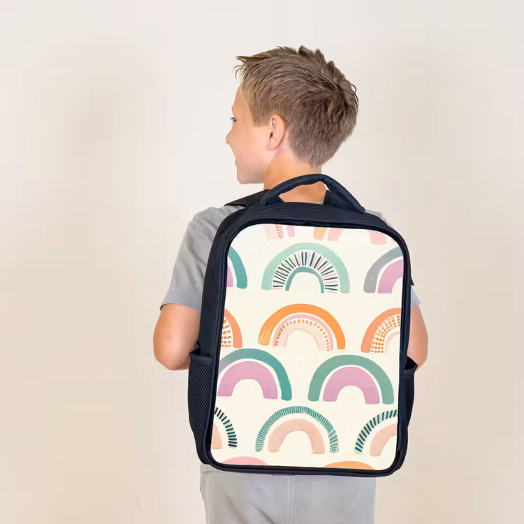 Kids backpack - Black - Rainbow - Pastel - Pattern — 2