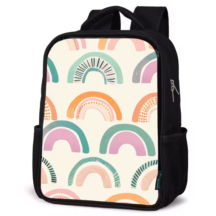 Kids backpack - Black - Rainbow - Pastel - Pattern — 4