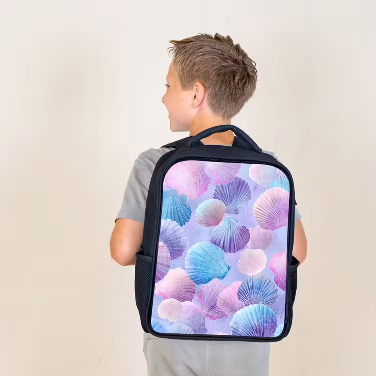 Kids backpack - Black - Shells - Purple - Blue - Pattern — 2
