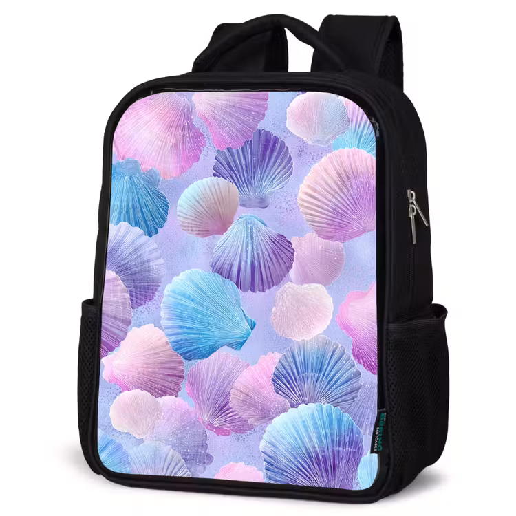 Kids backpack - Black - Shells - Purple - Blue - Pattern — 4