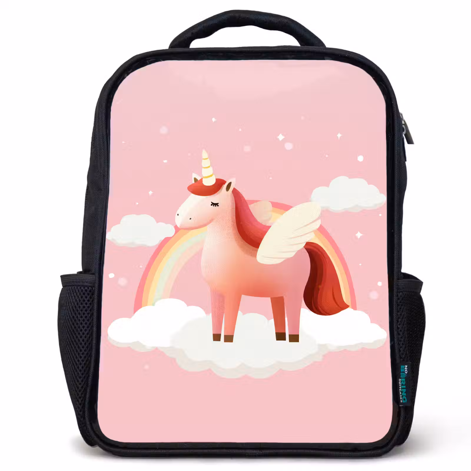 Kids backpack - Black - Unicorn - Wings - Pink - Rainbow — 1