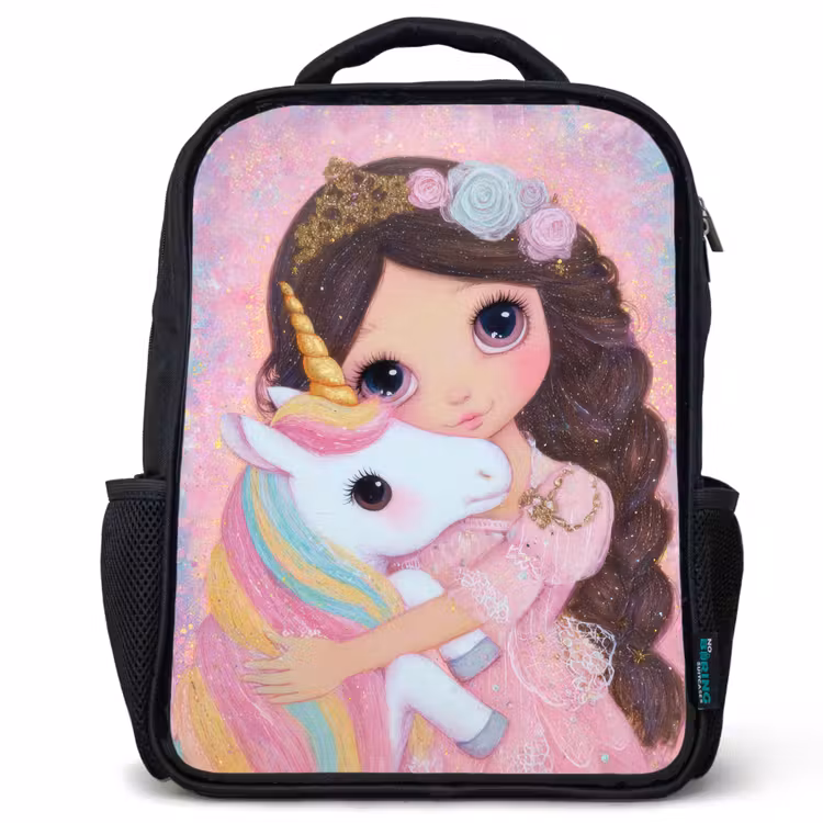 Kids backpack - Black - Girl - Unicorn - Glitter — 1