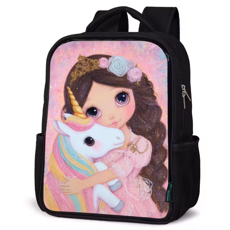 Kids backpack - Black - Girl - Unicorn - Glitter — 4