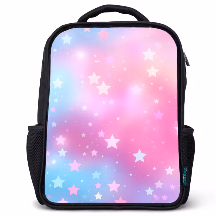 Kids backpack - Black - Stars - Pink - Blue — 1