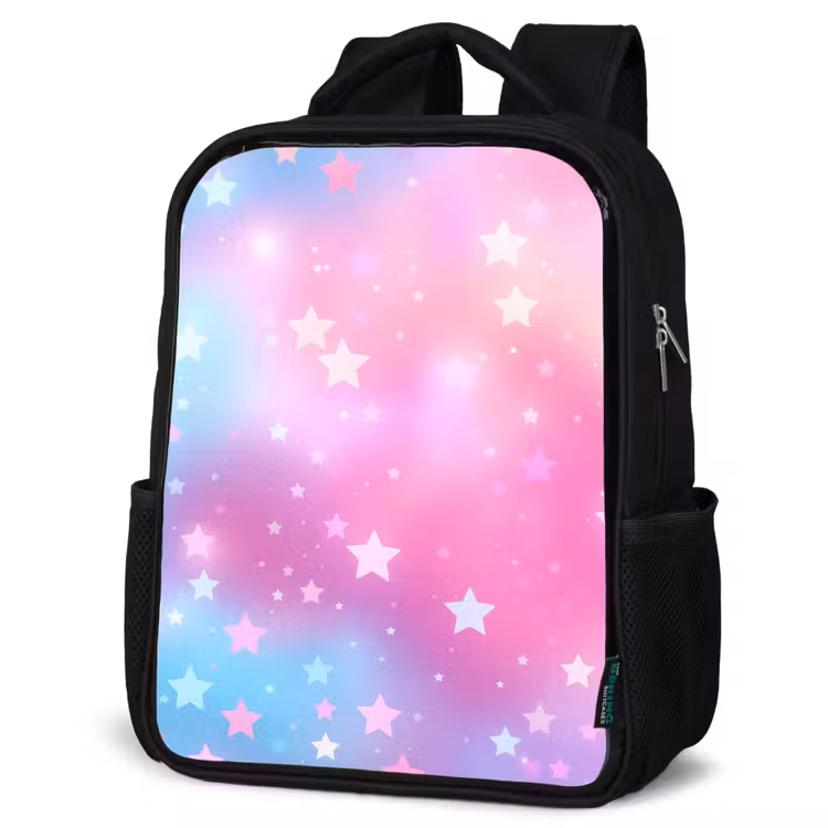 Kids backpack - Black - Stars - Pink - Blue — 4