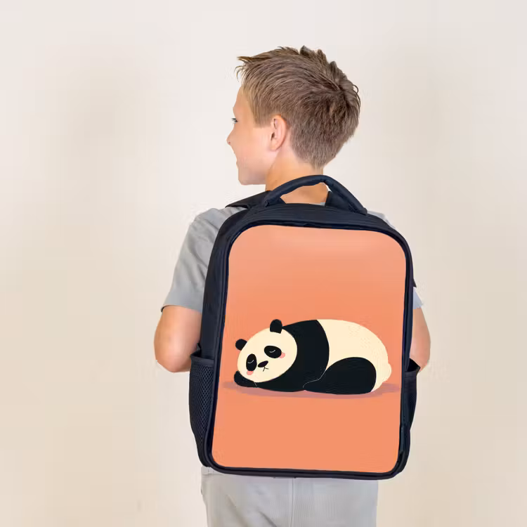 Kids backpack - Black - Panda - Sleep - Orange — 2