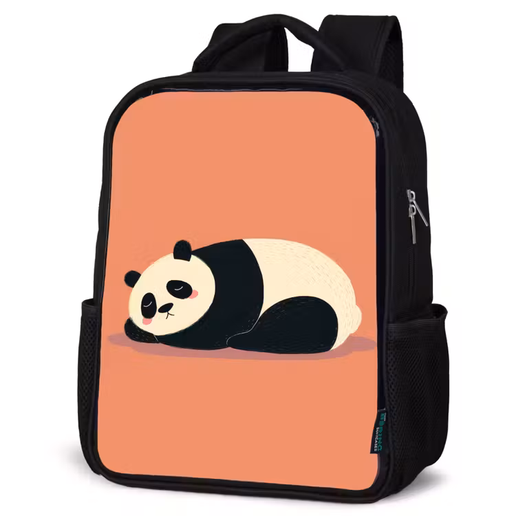 Kids backpack - Black - Panda - Sleep - Orange — 4