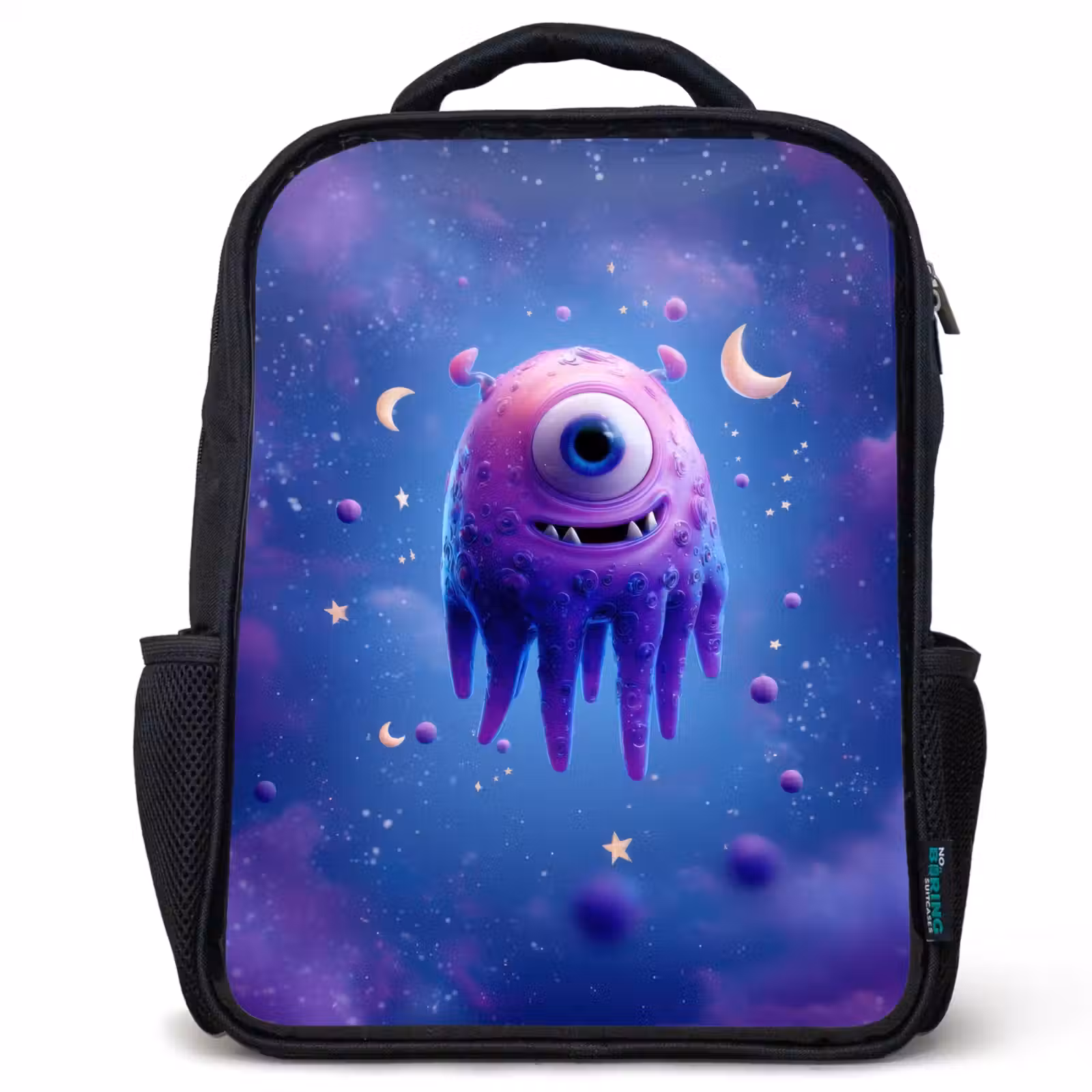 Kids backpack - Black - Monster - Space - Stars - Purple — 1
