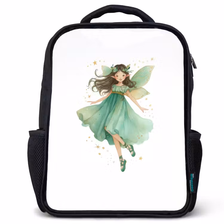 Kids backpack - Black - Forest fairy - Green - Fairy tale — 1