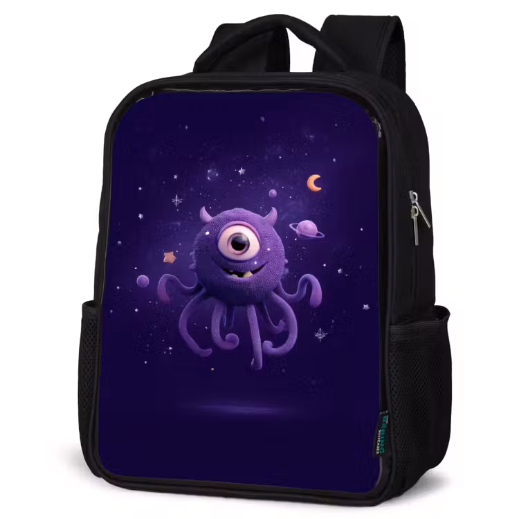 Kids backpack - Black - Monster - Purple - Space — 4
