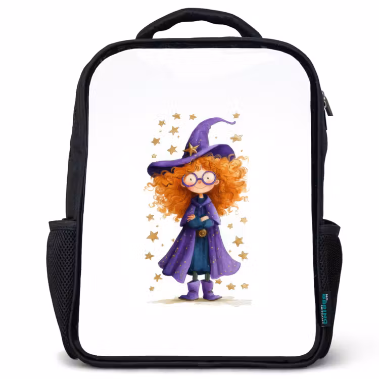 Kids backpack - Black - Witch - Stars - Purple — 1