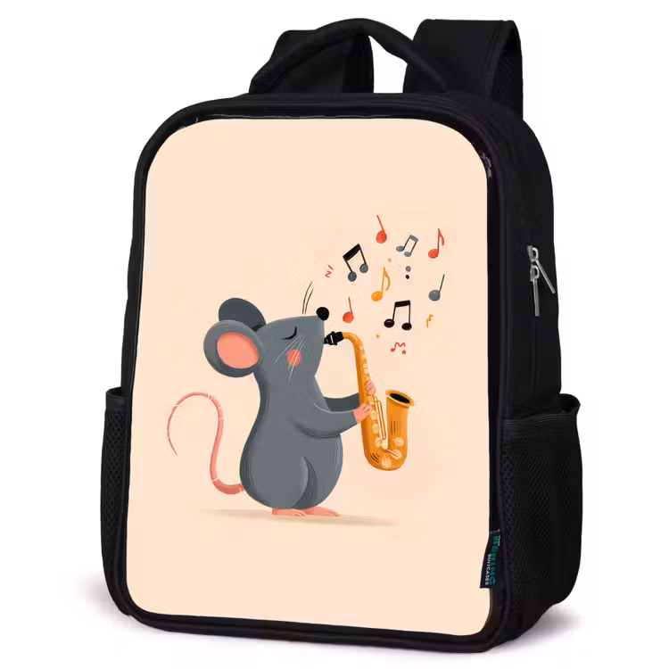Kids backpack - Black - Mouse - Saxophone - Musical notes — 4