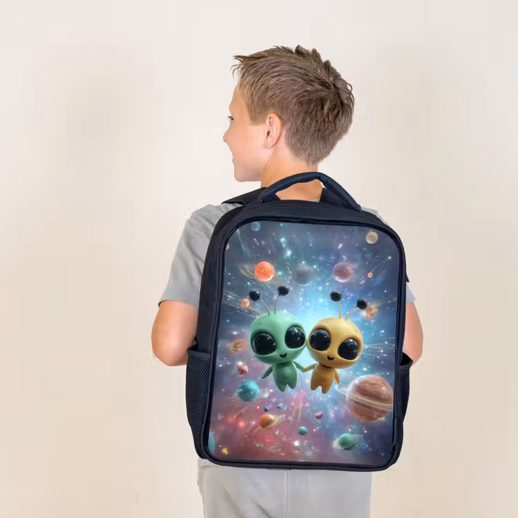 Kids backpack - Black - Aliens - Space - Planets — 2