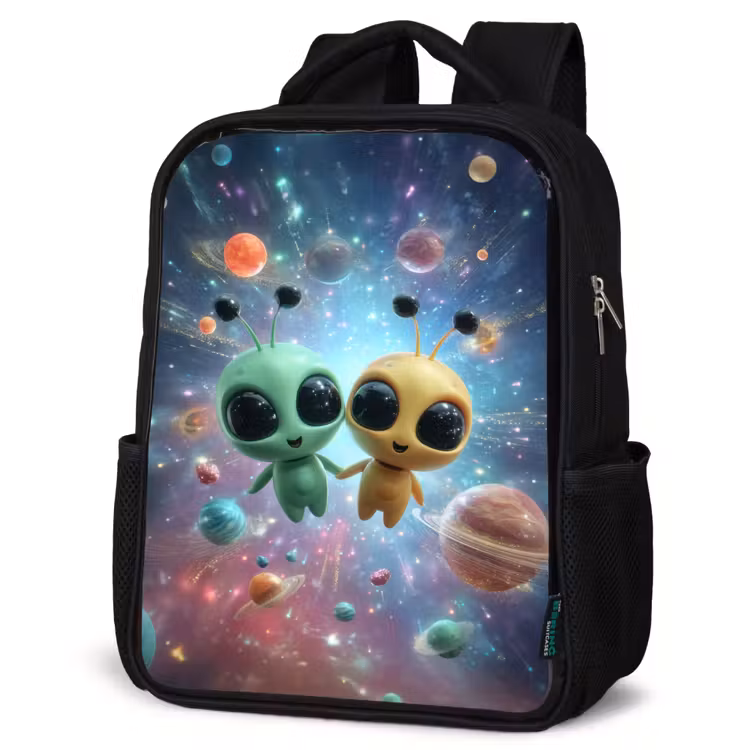 Kids backpack - Black - Aliens - Space - Planets — 4