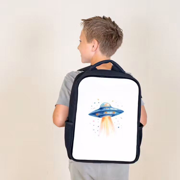 Kids backpack - Black - Space - Ufo - Stars — 2