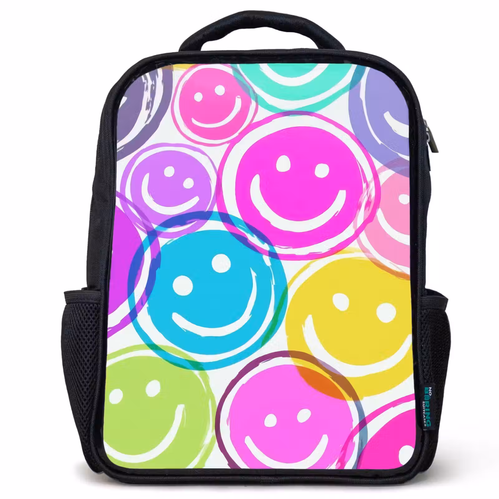 Kids backpack - Black - Smileys - Colorful - Neon — 1