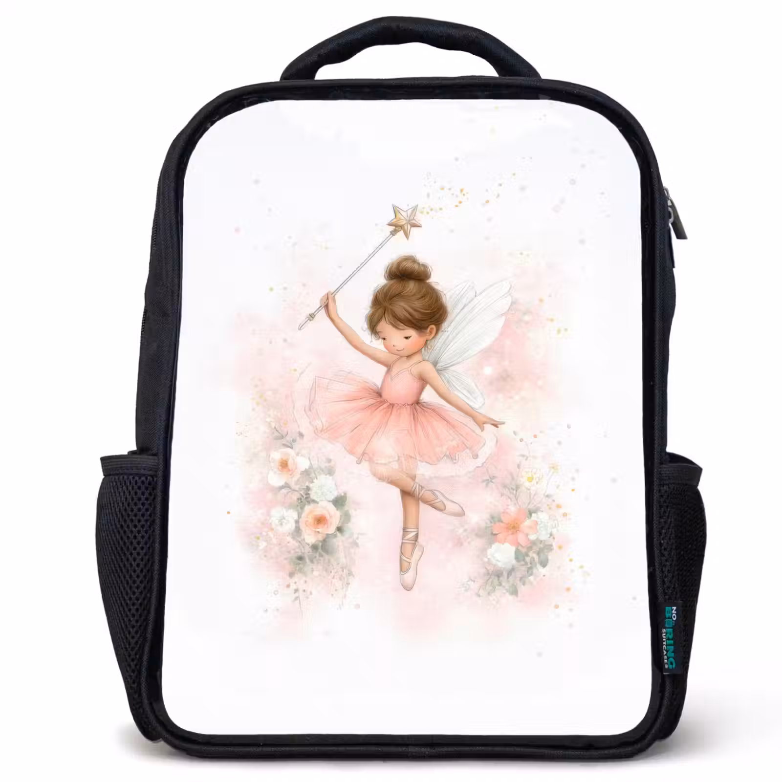 Kids backpack - Black - Ballerina - Fairy - Flowers - Pink — 1