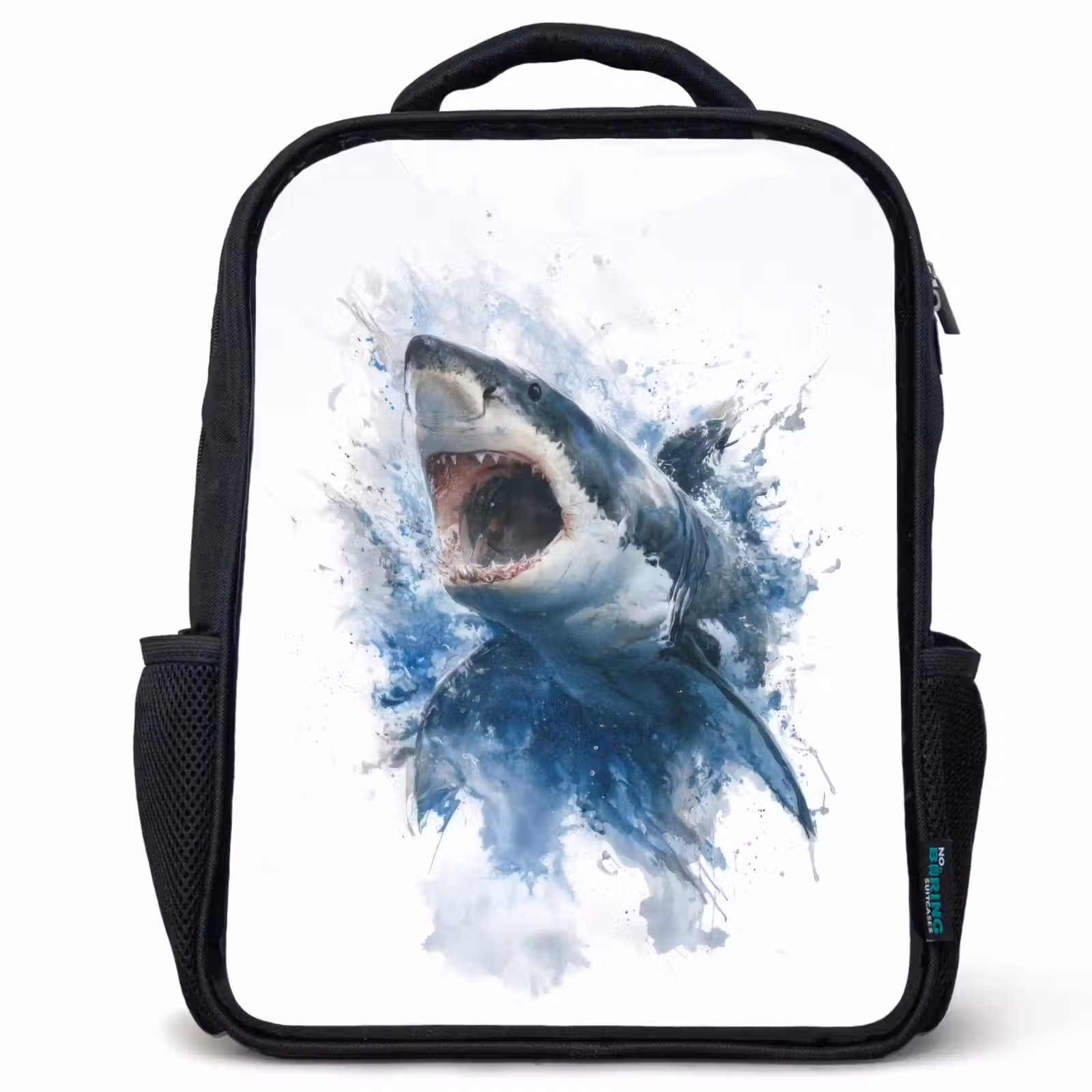 Kids backpack - Black - Shark - Blue - Water — 1