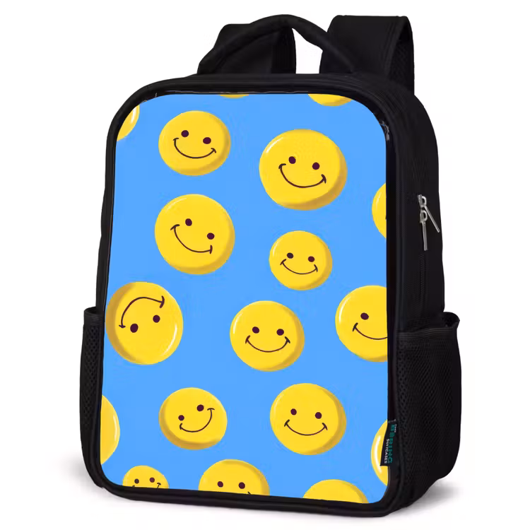 Kids backpack - Black - Smileys - Yellow - Blue — 4