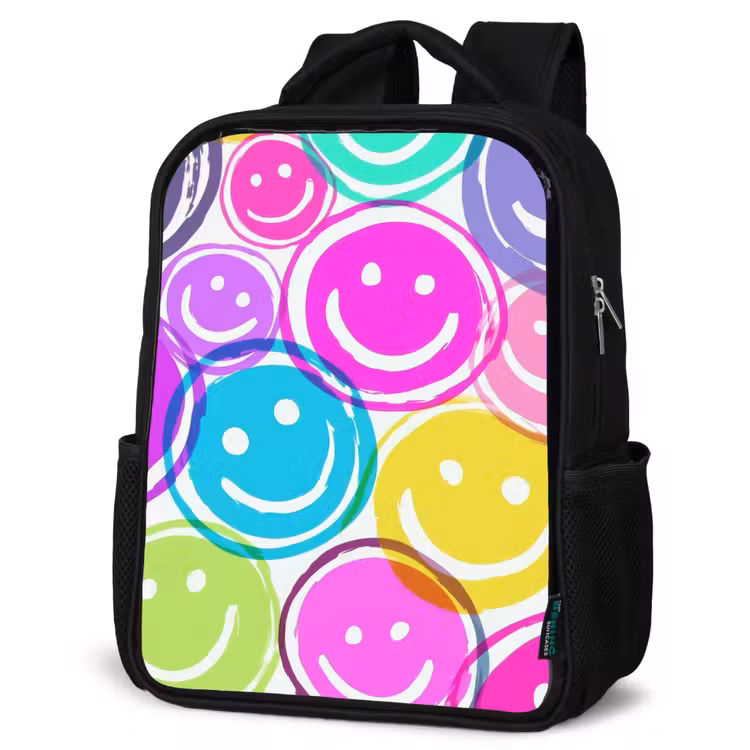 Kids backpack - Black - Smileys - Colorful - Neon — 4